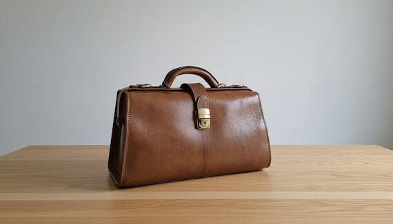 Handmade Leather Doctor Bag, Vintage Style To...