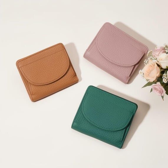 Small Leather Wallet Women, RFID Minimalist B...