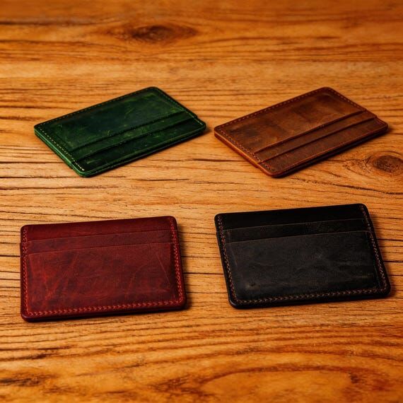 Handmade Full-Grain Leather Card Holder, Slim...