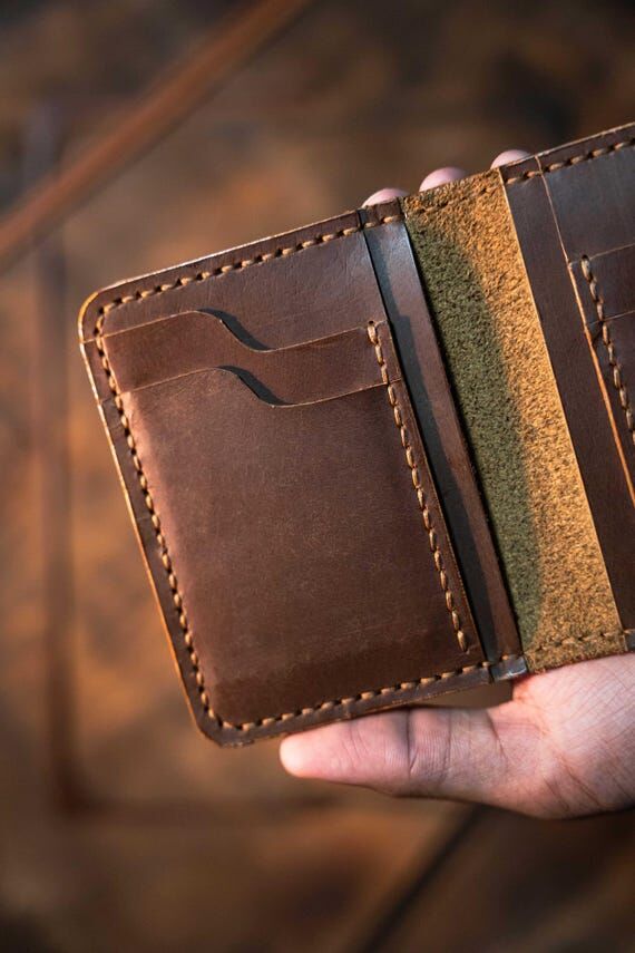 Genuine Leather Handmade Wallet - 8 Pockets B...