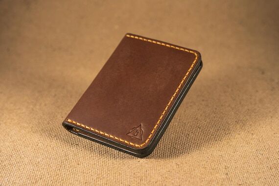 Small Leather Wallet | Vertical Card Holder |...