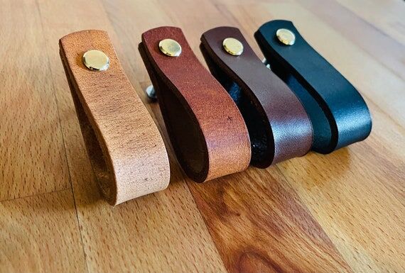 Thick Leather drawer handles leather cabinet ...
