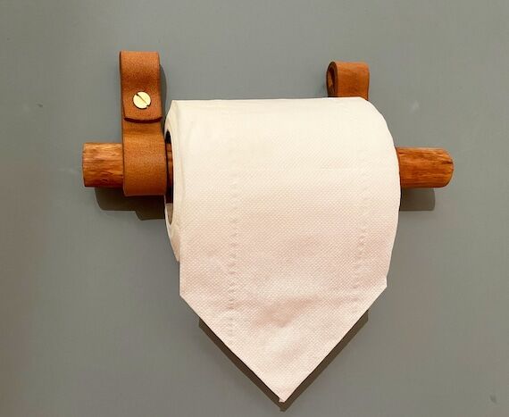 Brown Leather Solid Brass fixing kit Toilet R...