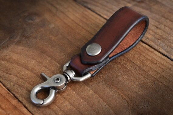 Personalized Leather Key Fob with Belt Clip...