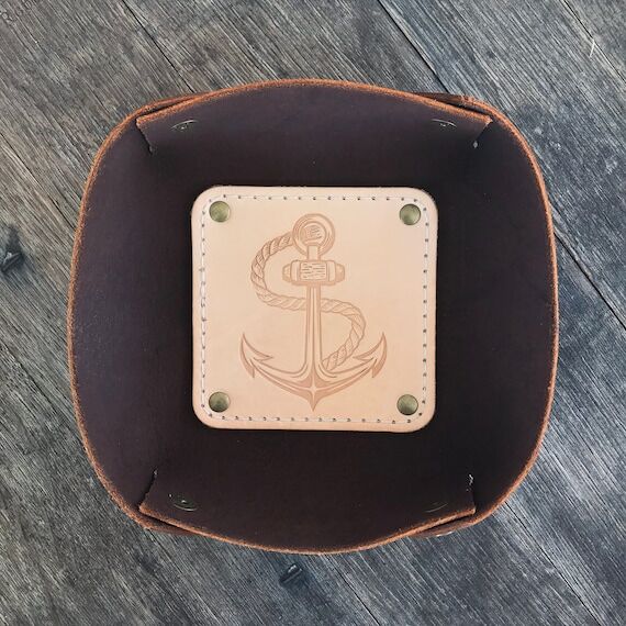 Leather Valet Tray with Anchor...