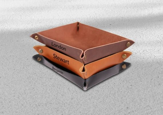 Monogrammed Leather Tray: Personalized Grooms...