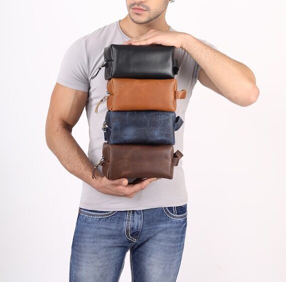 Personalized Gift Leather Monogrammed Toiletr...