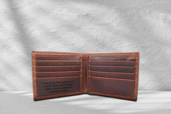 Personalized Leather Wallet, Engraved Full Gr...