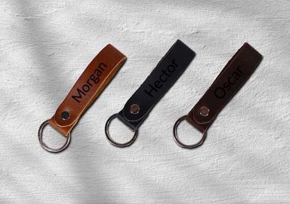 Personalized Leather Keychain: Monogrammed Ke...