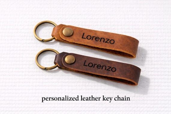Personalized Leather Keychain for Men & Women...