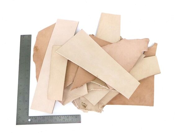 2 lb Veg Tan Leather Scrap, Heavyweight Piece...
