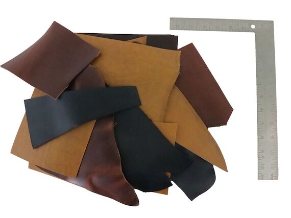 Brown and Black Cowhide Leather Scrap Bag, 4-...