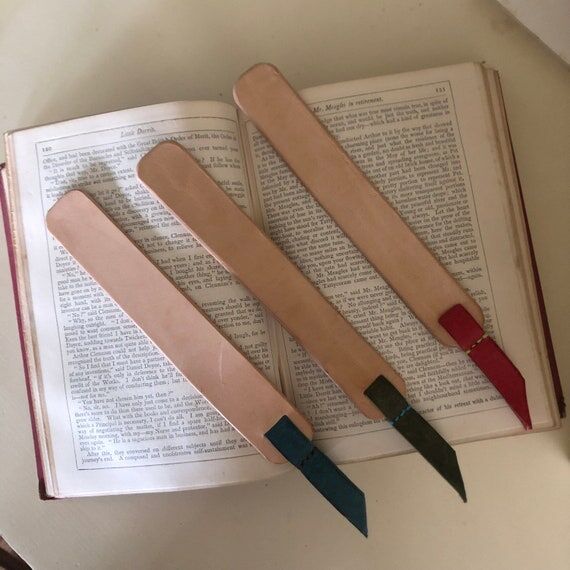 Personalized Leather Bookmark, Handmade Veg T...