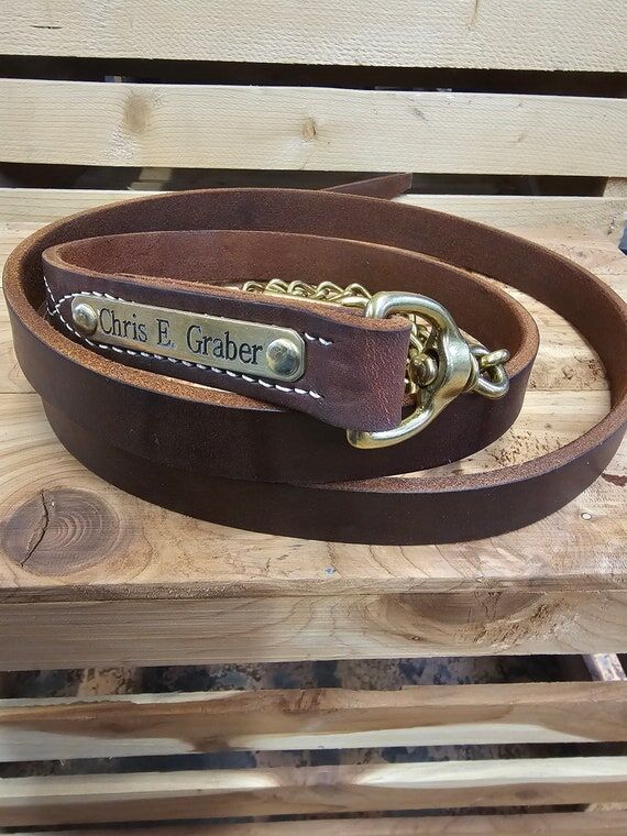 Leather horse lead Shank oil russet brown Har...