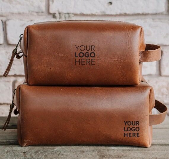 Customizable Leather Toiletry Bag - Personali...