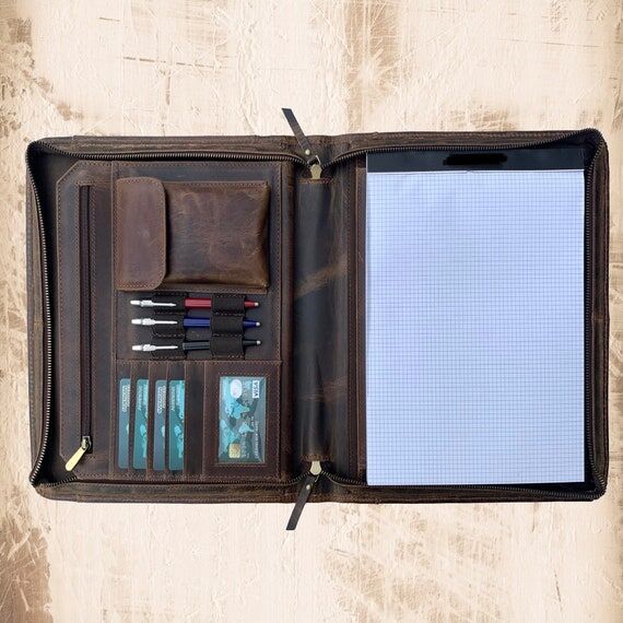 Personalized Leather Portfolio, Letter Size O...
