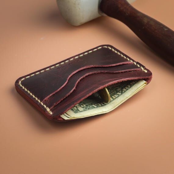 Personalized Leather Card Holder, Front Pocke...