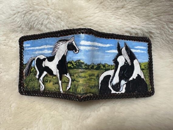 Horse Wallet with Black and White Hand painte...