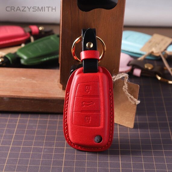 Leather Key Case For AUDI Q3/A6L/Q7 Smart Car...