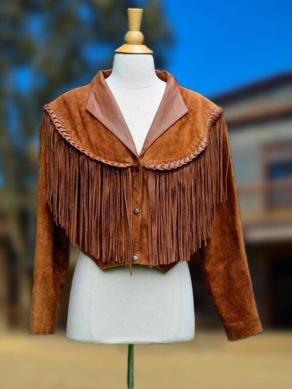 Handmade Brown Suede Fringe Jacket: Western C...