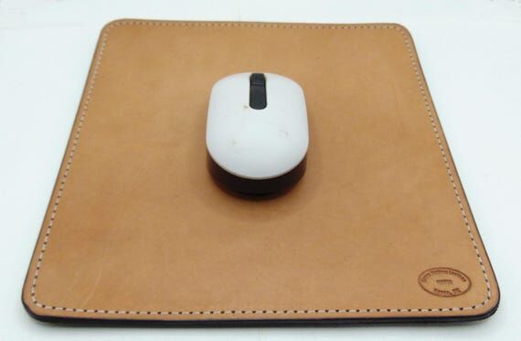 Handmade Leather Mouse Pad in Natural Tan...
