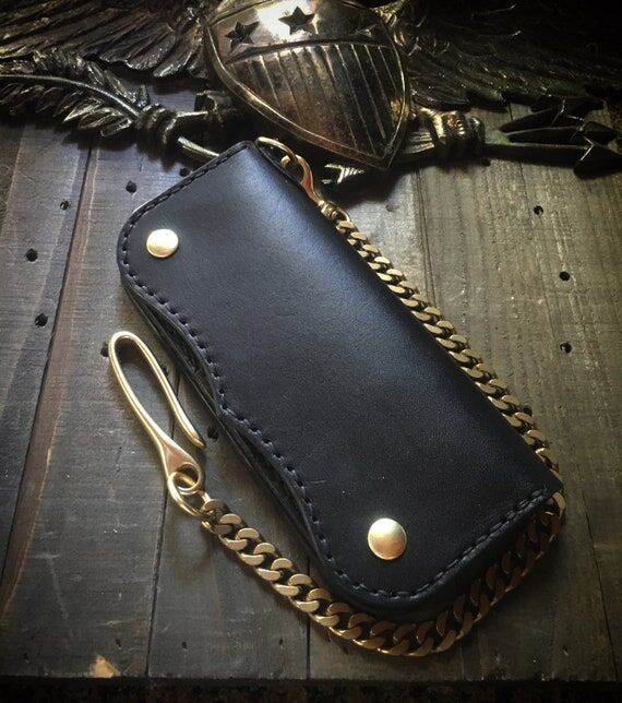 Handmade Leather Long Wallet Biker Wallet Cha...