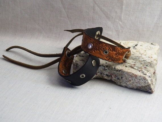 Reversible Leather Scarf Cuff: Handmade Shawl...