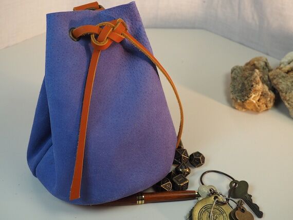 Sky Blue Leather Pouch Belt Bag: Medieval Sty...