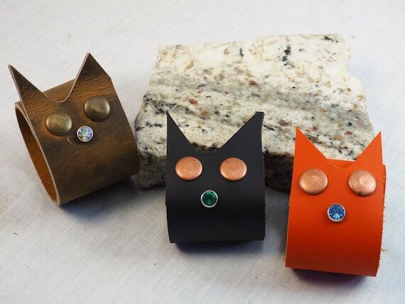 Leather Cat Scarf Cuff: Handmade Shawl Wrap B...
