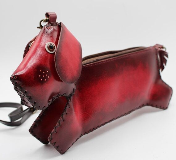 Genuine Handmade Leather Dachshund Handbag -l...