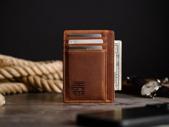 Personalized Leather Wallet for Men, Full Gra...