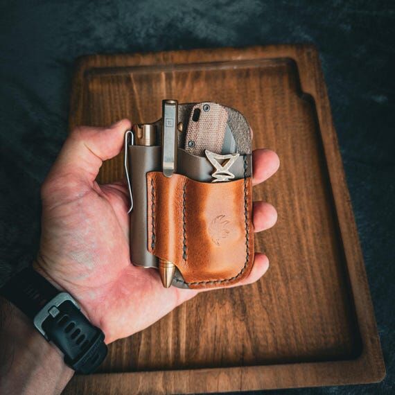 Leather Edc Pocket Organizer With Coin Slot, ...