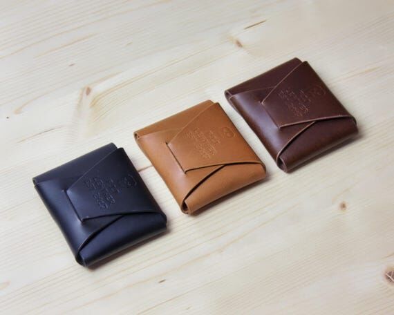 Handmade Stitchless Leather Card Wallet, Flap...