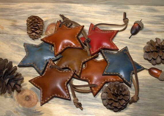 Star - Leather Christmas Tree Ornament - Holi...