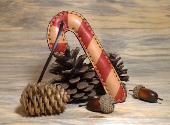 Candy Cane - Leather Christmas Tree Ornament ...