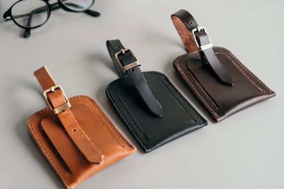 Personalized Leather Luggage Tag Handmade Lea...