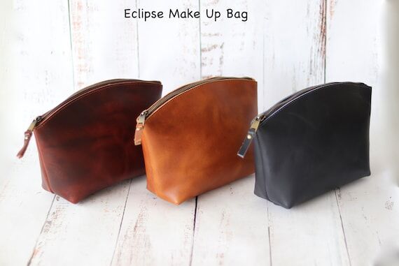 Cosmetic Make Up Bag, Leather Toiletry Bag, M...