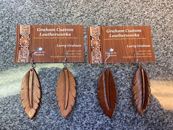 Leather Feather Earrings...