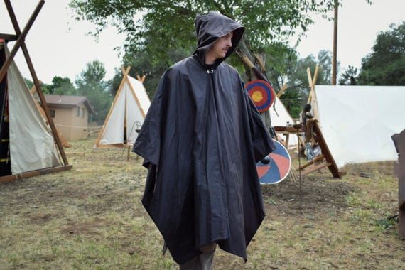 Waxed Canvas Hooded Ruana Cloak...