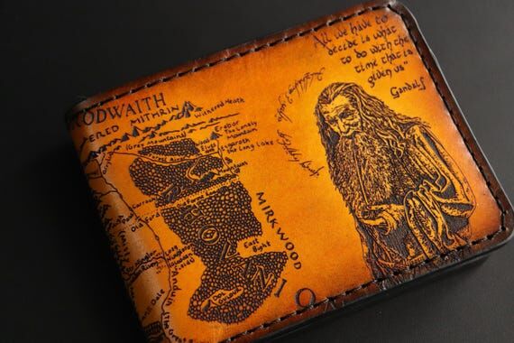Handmade Wizard Leather Bifold Wallet, Vintag...