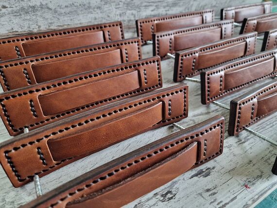 Handcrafted Leather Drawer Pulls: Vegetable T...