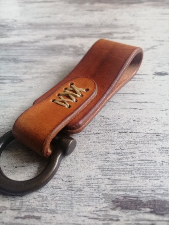 Handcrafted Leather Key Fob: Personalized Veg...