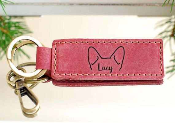 Personalized Leather Dog Keychain, Pet Portra...