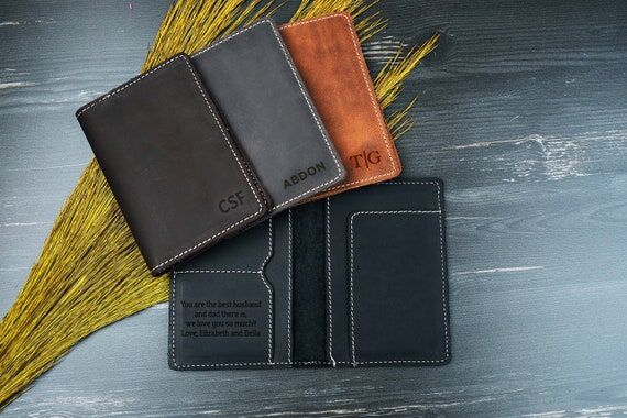 Personalized Leather Passport Wallet, Handmad...