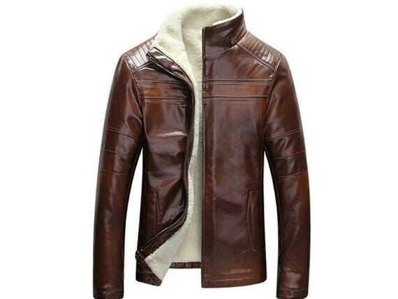 Handmade Men's Sheepskin B3 Bomber Jacket: WW...