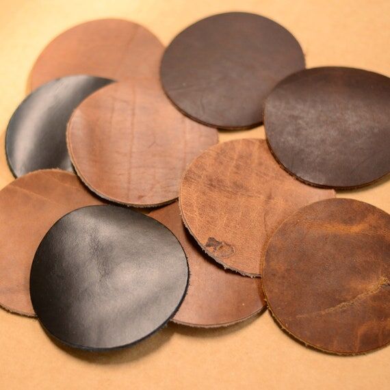 10, 20 or 50 Scrap Leather Coaster Rounds | G...