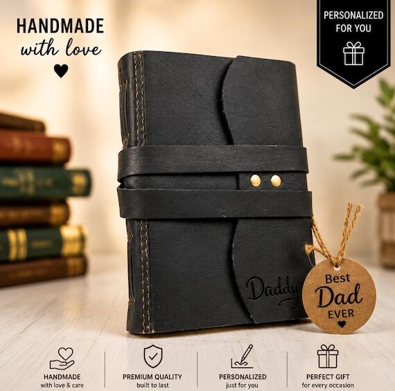 Black Leather Journal Hand Bound Full Grain L...