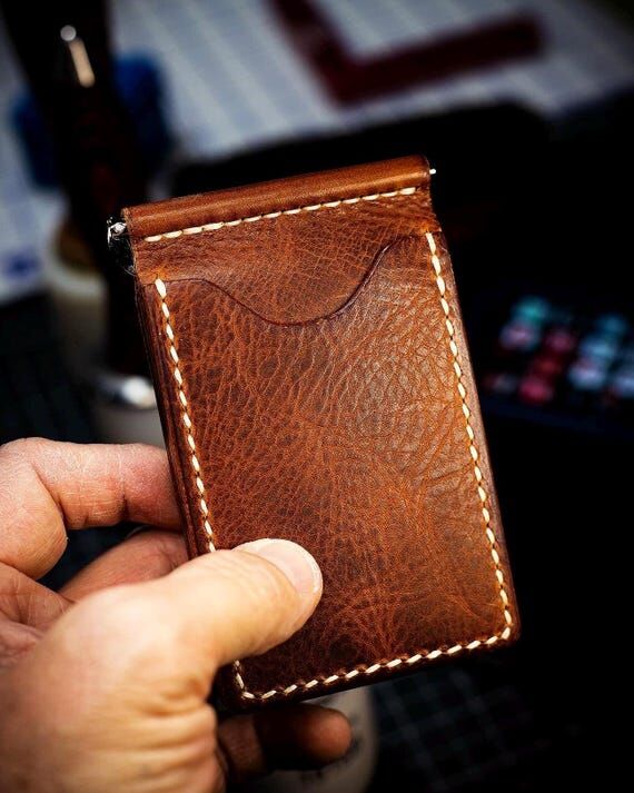 Handmade Full Grain Leather Money Clip Wallet...