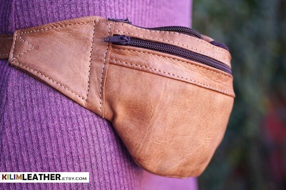 Brown Leather Fanny Pack: Handcrafted Morocca...