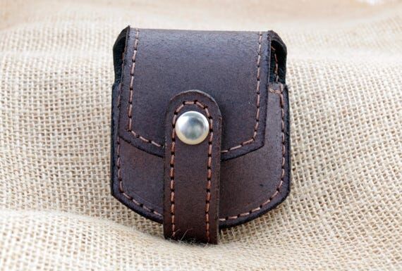 Handmade Textured Brown Leather Pocket Fob Wa...